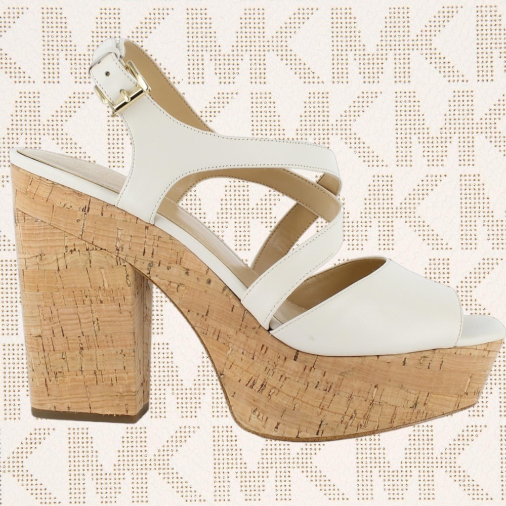 Michael Kors leather white cream heels